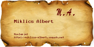 Miklics Albert névjegykártya